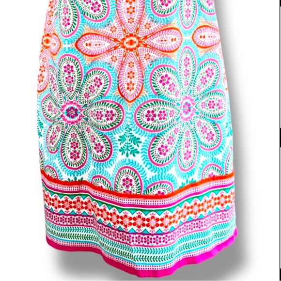 London Times Sleeveless Shift Dress Multicolor Boho Medallion Print‎ Size 6 - Picture 6 of 8